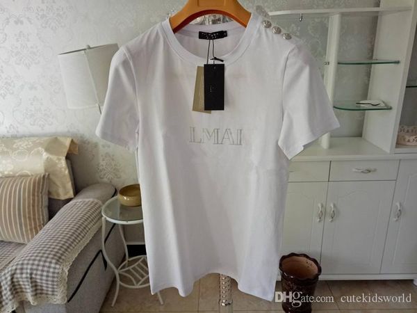 

2018 luxury europe bal женщины и мужчины повседневная хлопчатобумажная футболка белый топ, White