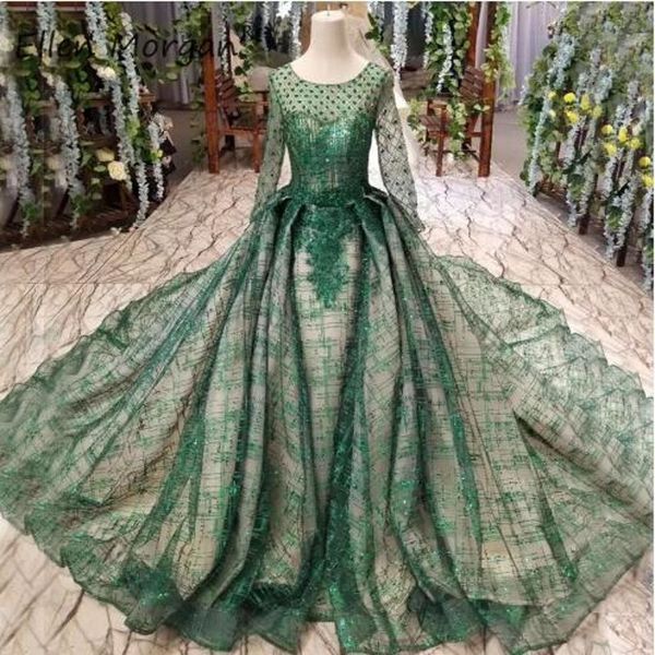 

vintage dark green muslim evening dresses african glitter long sleeve boat neck applique lace up formal party ball gowns 2019, White;black