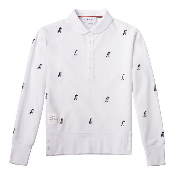 

2020 fashion tb brand t-shirt men women slim long sleeve casual clothing penguin embroidery turn-down collar cotton shirts, White;black