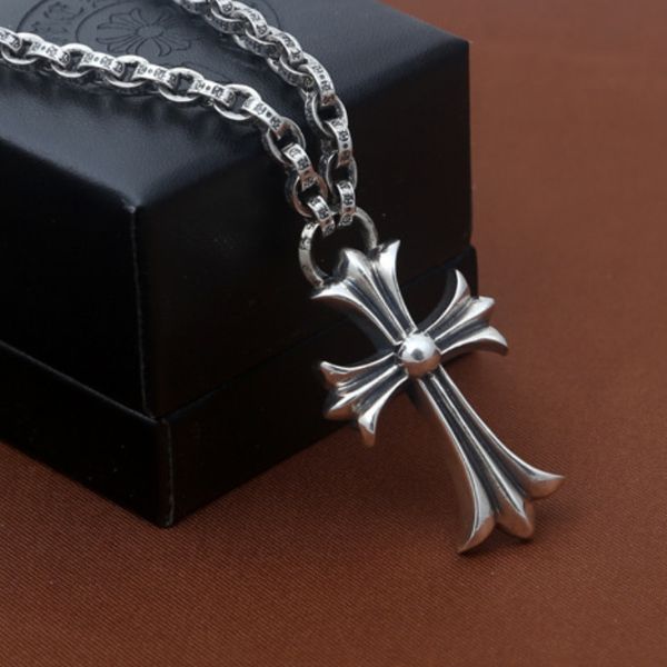 

Персонализированные новый 925 серебряных ювелирных изделий в стиле винтаж антикварные серебряные ручной работы дизайнера ожерелья огромные жаждут цепи с крестом кулон