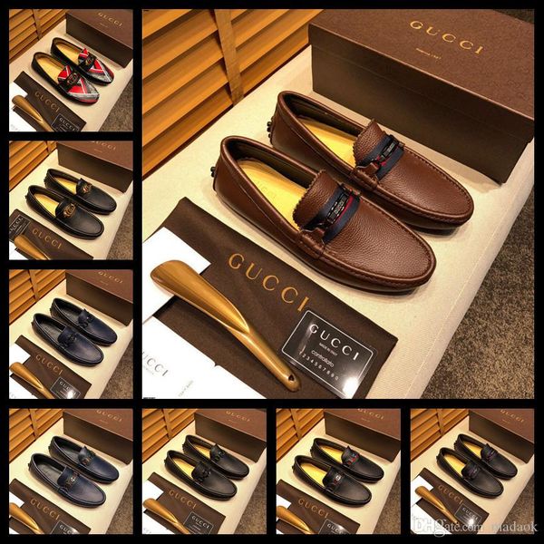 

20ss genuine leather italian fashion mens shoes casual luxury brands loafers designers men flat driving shoes espadrilles skor yeye3, Black