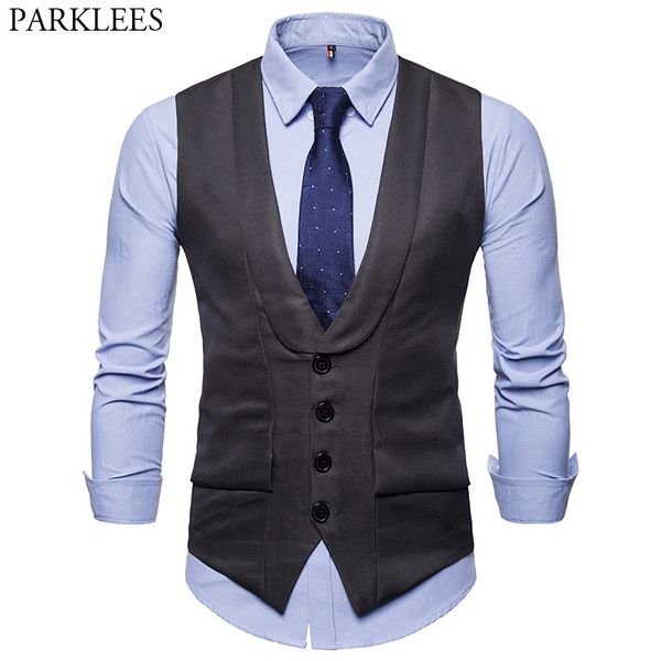 

men's formal business dress suit vest 2018 classic button down sleeveless waistcoat mens brand slim fit wedding tuxedo vests, Black;white
