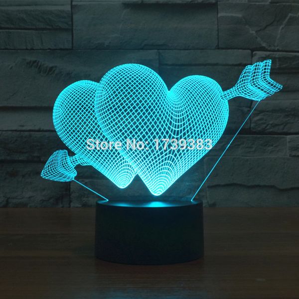 

gece lambasi the arrow of love 3d led night light usb led decorative cupid's arrow table lamp desk lighting