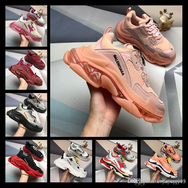 

newst 33 color triple-s design sneakers paris 17fw triple s platform for men women black red white green casual dad shoes 36-44