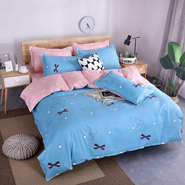 Bow Knot Bedding Set King Size Simple Fashionable Duvet Cover