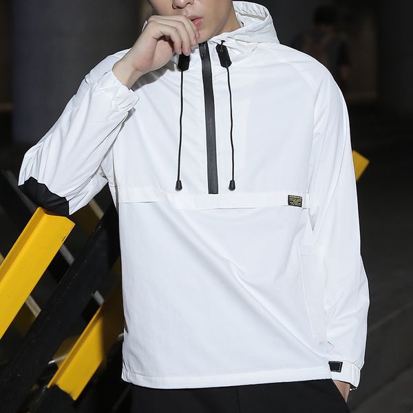 

hooded jackets men new solid color pullover bomber jacket fashion tracksuit coat men hip hop streetwear jackets windbreaker, Black;brown