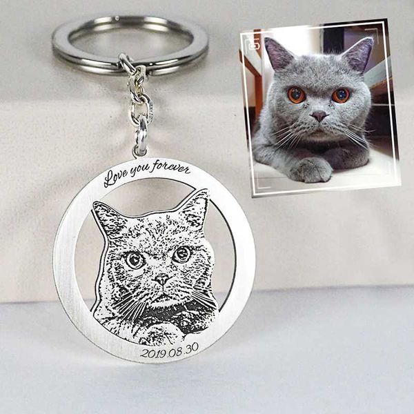 

пользовательские животные cat keychains 925 серебро женщины hollowed круга домашних животные брелоки 2.5cm персонализированных ювелирных изд, Silver