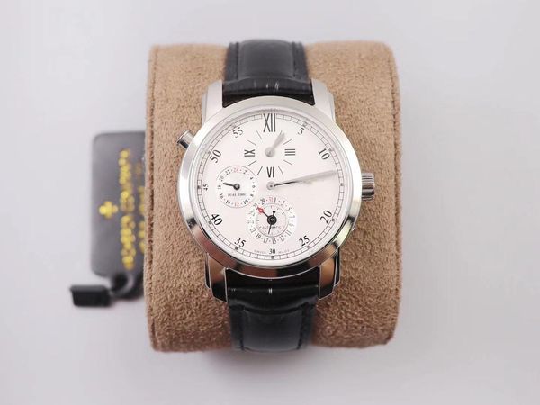 

new malta series 42005 dual schedule 39mm uses japanese 9015 movement to replace vc.1206 movement all functions synchronously, Slivery;brown