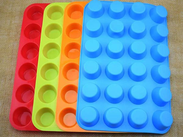 

mini muffin cup 24 cavity silicone cake molds soap cookies cupcake bakeware pan tray mould home diy cake mold