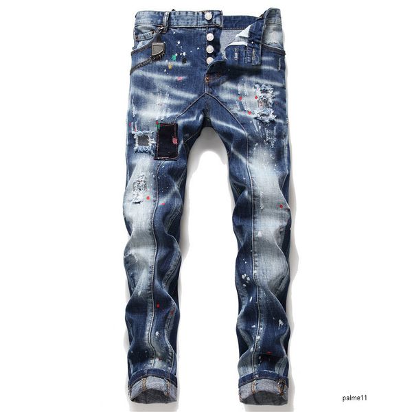 

mens designer jeans black luxury ripped skinny biker moto pants pour hommes men s hip hop style denim rock revival best, Blue