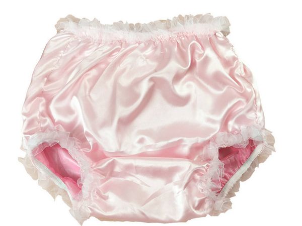 

2 pcs* haian abdl pvc & satin panties frilly rumba pants color pink#fsp08a-5,size:m / l / xl xxl