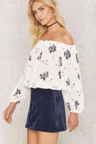 

весна лето с длинным рукавом леди рубашки sexy slash шеи блузка женщина белый принт топ женский, White