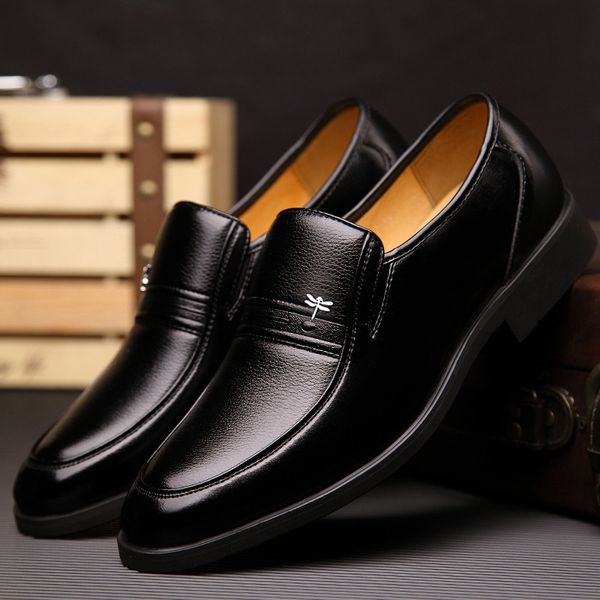 

summer mens shoes leather shoes leather business dress casual sandals breathable large size zapatos de hombre, Black