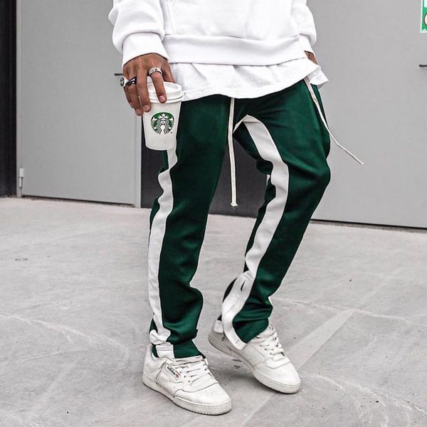 

clothing solid color mens designer pants casual loose sports trousers for mens drawstring running fashion trend mens, Black