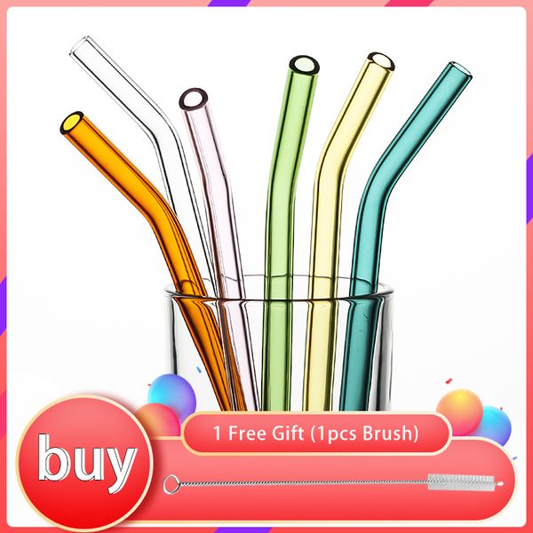

5pcs glass straws reusable drinking straw bar coffee shop l tableware fruit juice bent straight drinks straw accessories