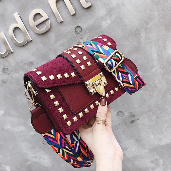 

Women's Bag 2020 New Fashion Small Square Bag with Rivets Fairy Versatile One Shoulder Handbag Messenger Bags