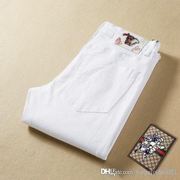 

luxury fashion jeans men's denim trousers fashion cotton jeans pants male men famous brand classic mens skinny motorcycle designer jean, Blue