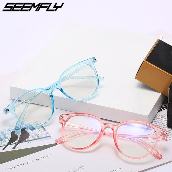 

seemfly round finished myopia glasses for women men nearsighted eyeglasses shortsighted eyewear short sighted spectacles, Black