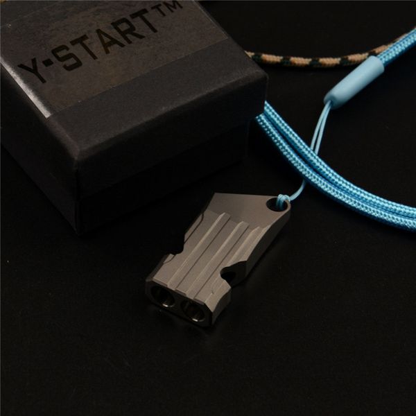 

y-start survival whistle tc4 titanium alloy two tubes whistle with neck cord for outdoor travel camping rescues edc tools yt05