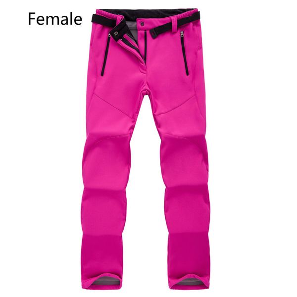 

outdoor men's and women's fleece soft shell pants autumn and winter thickening warm waterproof mountaineering ski pants, Black;green