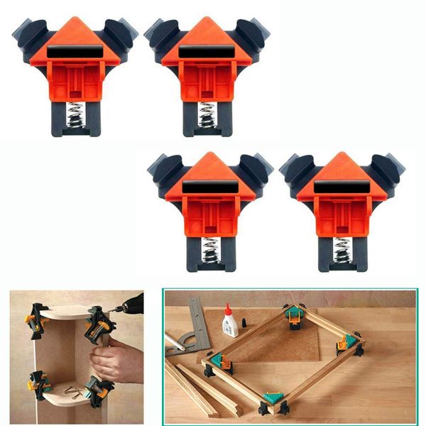 

4pcs right angle corner 90 degree woodworking 45 degree clamps quick picture frame clip fixer for carpenter engineering framing
