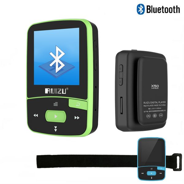 

mini sport walkman clip bluetooth mp3 player original ruizu x50 8gb music player support tf card fm radio voice recording e-book