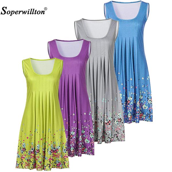 

women clothing plus size dresses women loose floral printed dress knee length summer party dresses fashion ladies beach vestido, Black;gray