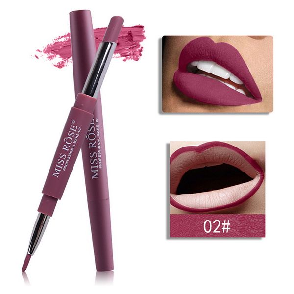 

miss rose 14 color double-end lipsticks lasting lipliner waterproof professional moisturizer lip liner stick pencil matte