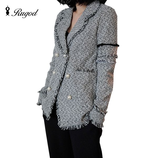 

rugod vintage blazers and jackets women elegant pearls tassel tweed blazer femenino 2017 basic coats femme business jacket bts, White;black