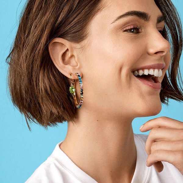 

amorcome new fashion 2019 women colroful crystal big hoop earrings gold color geometric circle round popular jewelry accessories, Golden;silver