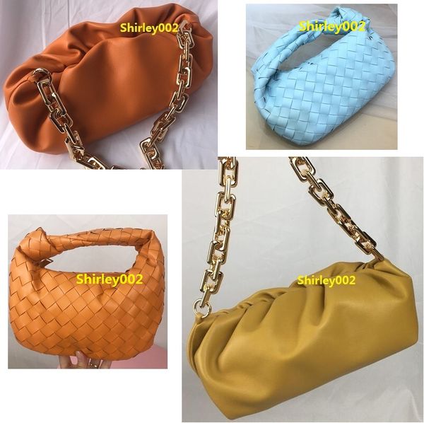 

new arrival . big chain cloud bag. good leather pouch. unique design woven tie knots totes. female hobo shoulder bags, handbag