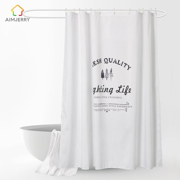 2019 Aimjerry White Shower Curtain Fabric Waterproof Mildewproof
