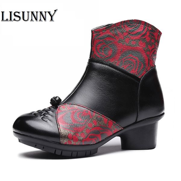 

women boots 2020 designer brand patchwork lace up solid casual ankle boots winter high heeled booties retro ladies shoes, Black