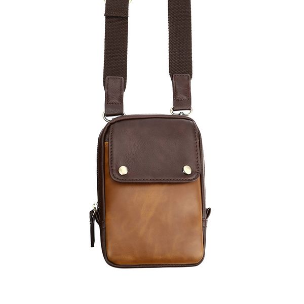 

2019 new stream retro shoulder bag vertical mobile phone bag male personality small slant edrified shoulder breast
