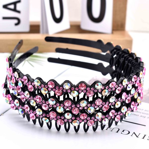 

Fashionable Rhinestone Flower Hair Hoop Headband Hairband for Women Girls Bezel Hair Band Children Hair Accessories