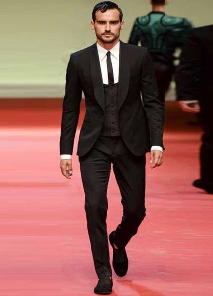 

2020 new black men suits wedding groom tuxedos bridegroom suits 3 pieces (jacket+pants+vest ) slim fit grooms wear blazer, Black;gray