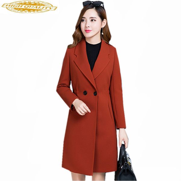 

2020 spring autumn trench coat women's windbreaker coats lady casual slim mid-long coat plus size women clothing wxf579, Tan;black