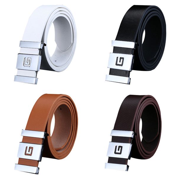 

leather strap male automatic buckle belts for men authentic girdle trend men's belts ceinture fashion designer women jean belt, Black;brown