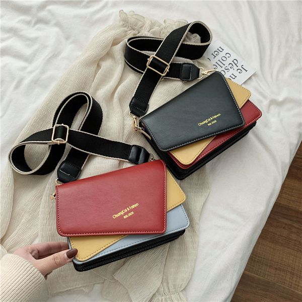 

original design original design contrast single shoulder messenger bag fashion wide shoulder belt square bag