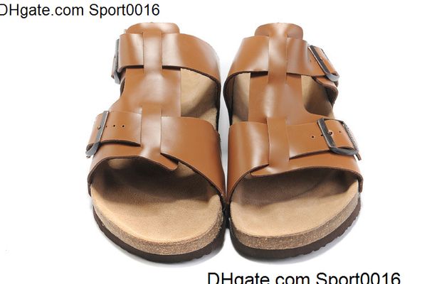 

2017 new style famous brand arizona men's woman flat sandals casual shoes male two buckle summer beach genuine leather slippers, Black