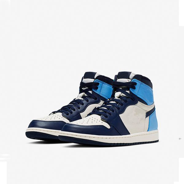 

nkj01a 2019 basketball shoes 1 retro high 555088-140 obsidian unc designer shoes sail/obsidian-university blue size40-46