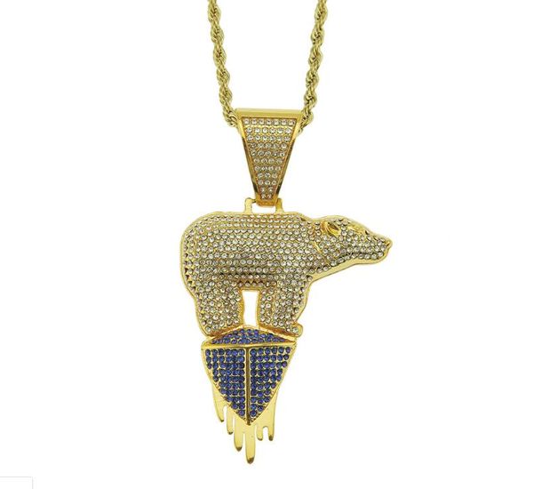 

selling designer luxury hip-hop environmental theme glacier polar bear pendant necklace fashion personality domineering necklace jewelry, Silver