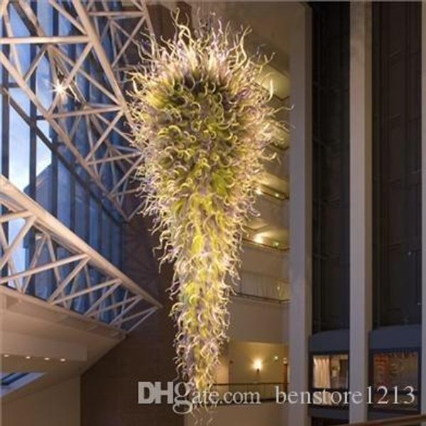 

100% mouth blown borosilicate murano glass pendant lamps art big chandelier hall lobby crystal led ceiling light