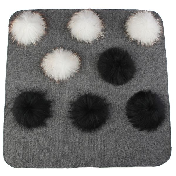 

newborn kids baby warm cotton swaddling blanket travel sleeping blanket with real fur pompom solid color swaddles wrap bedding