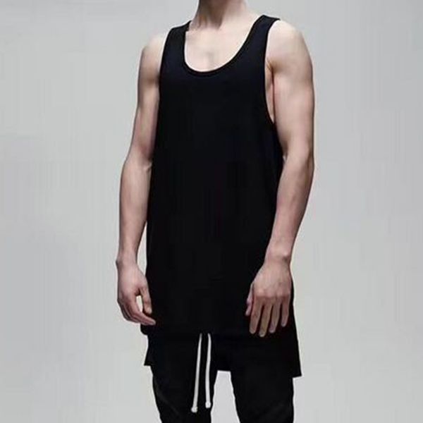 

summer men' tank with round collar solid sleeveless male vest loose hip hop hipster vest fitness sport for men, White;black