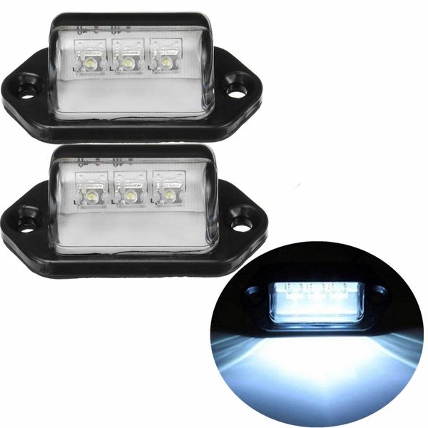 

2pcs 12/24v waterproof 3 led rear tall license number plate lights lamp truck trailer durable