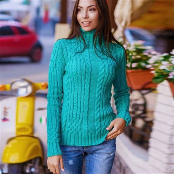 

winter women long sleeve high collar pullover sweater knitted jumper blouse, White;black