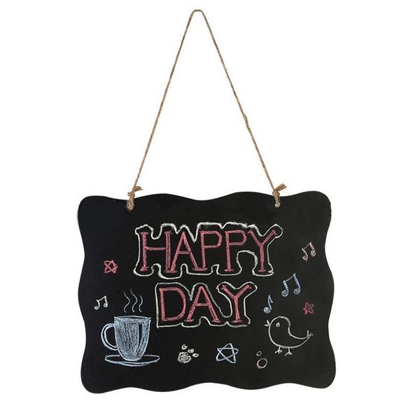 

hanging wooden blackboard double sided erasable chalkboard wordpad message wave type black board office school supplies