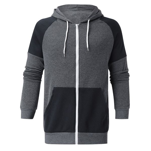 

men's hoodies & sweatshirts 2021 fashion brand patchwork hoodie mens casual hood jacket sweatshirt zip outerwear street wear s-xxl, Black