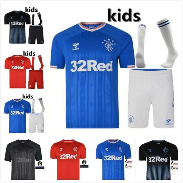 

2020 rangers fc soccer jersey 3rd red 19/20 glasgow rangers #10 davis #14 kent #9 defoe third football uniforms sales, Black;yellow